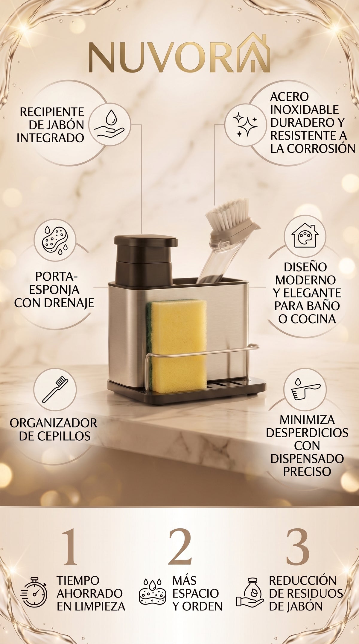 Dispensador De Jabón En Acero Inoxidable